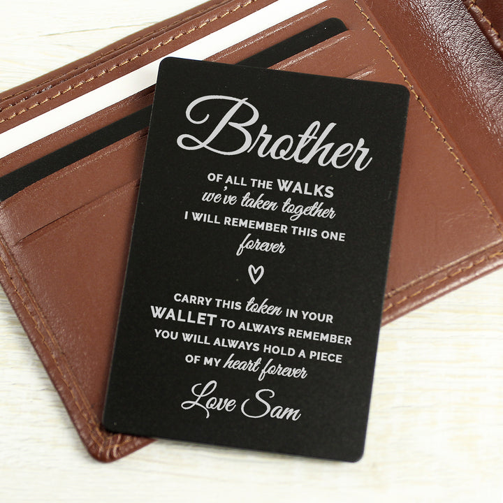 Buy Personalised Of All The Walks Black Wallet Card at www.giftsfinder.co.uk