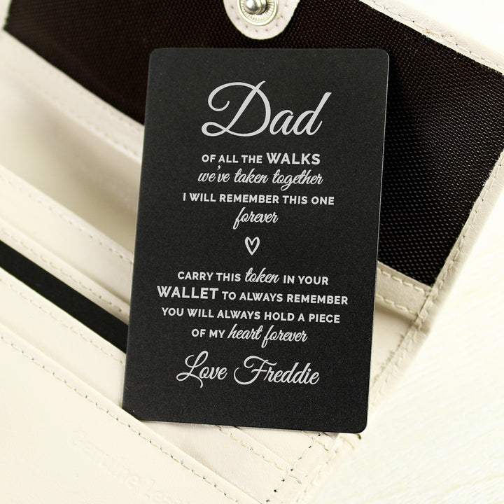 Buy Personalised Of All The Walks Black Wallet Card at www.giftsfinder.co.uk