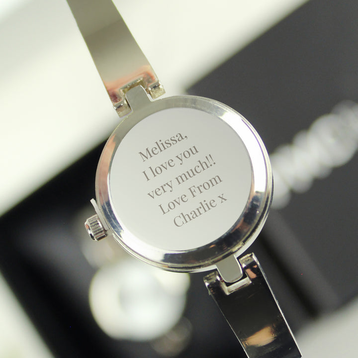 Personalised Silver Ladies Watch With Silver Slider Clasp in gift category Personalised Watches