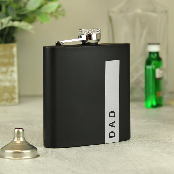 Buy Personalised Name Only Black Hip Flask - Father's Day gift at www.giftsfinder.co.uk