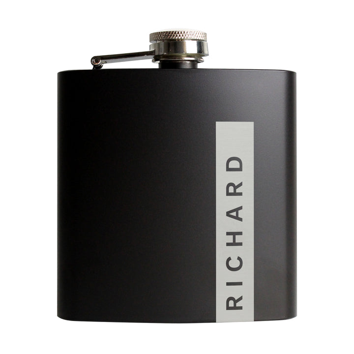 Buy Personalised Name Only Black Hip Flask - Father's Day gift at www.giftsfinder.co.uk