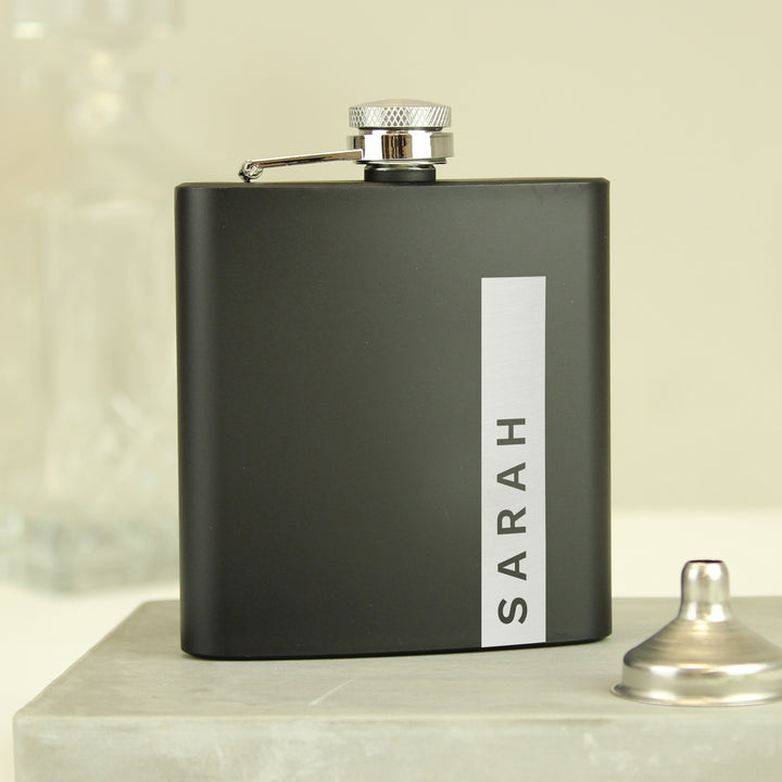 Buy Personalised Name Only Black Hip Flask - Father's Day gift at www.giftsfinder.co.uk