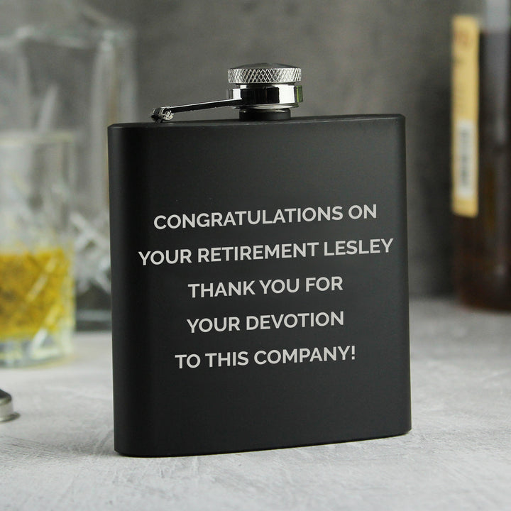 Buy Personalised Free Text Black Hip Flask - Father's Day gift available now at www.giftsfinder.co.uk