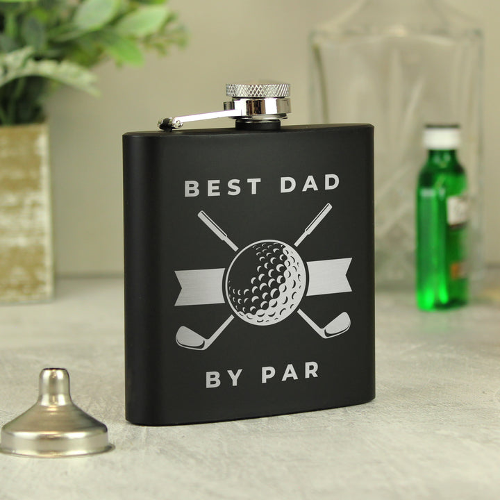 Personalised Golf Black Hip Flask - part of the Gifts Finder Personalised Hip Flasks collection