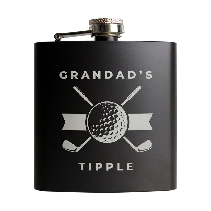 Personalised Golf Black Hip Flask - part of the Gifts Finder Personalised Hip Flasks collection