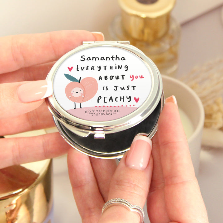 Personalised Peachy Compact Mirror - part of the Gifts Finder Personalised Compact Mirrors collection