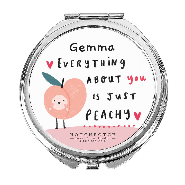 Personalised Peachy Compact Mirror - part of the Gifts Finder Personalised Compact Mirrors collection