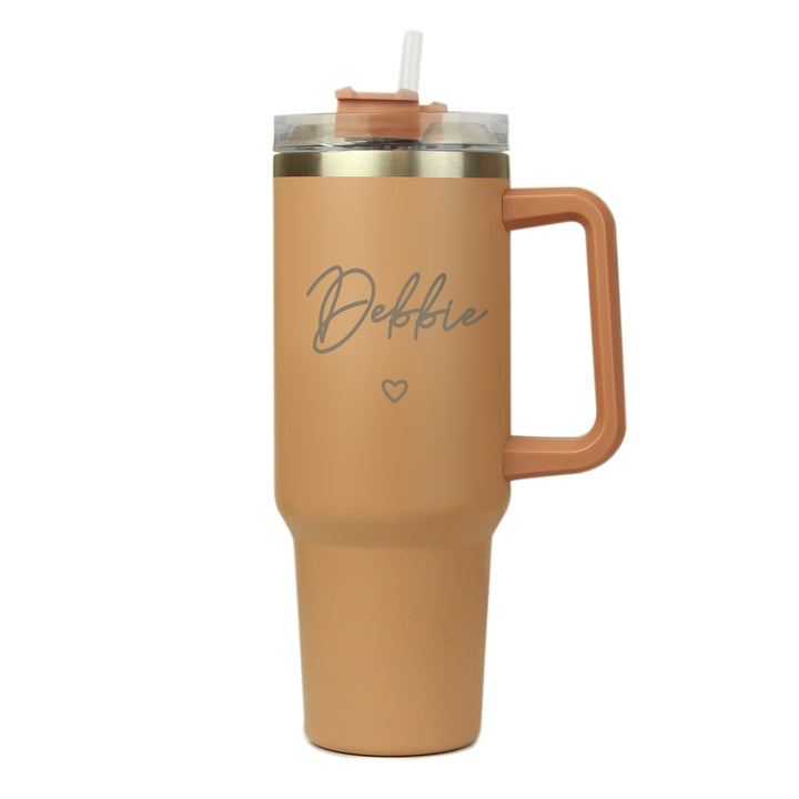 Buy Personalised Heart 40oz Brown Travel Cup available now at www.giftsfinder.co.uk