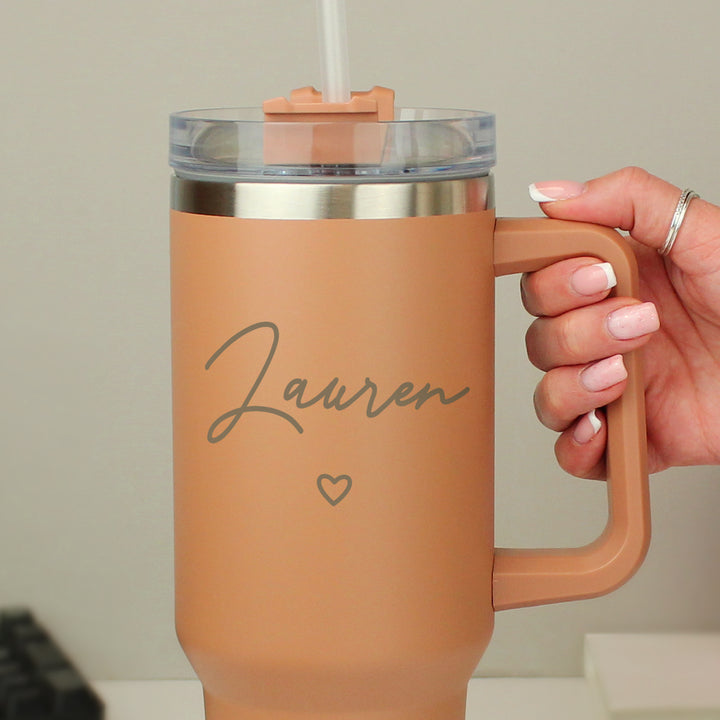 Buy Personalised Heart 40oz Brown Travel Cup available now at www.giftsfinder.co.uk