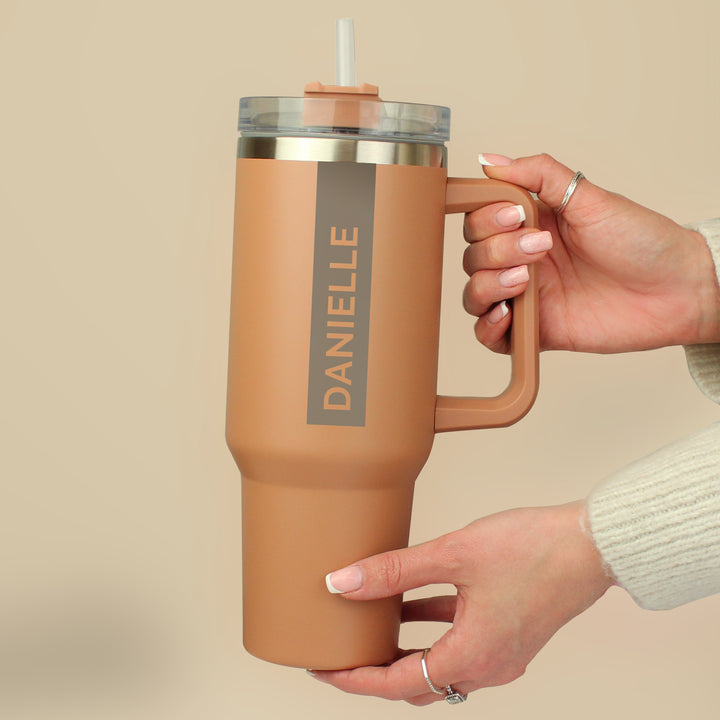 Buy Personalised 40oz Brown Travel Cup available now at www.giftsfinder.co.uk