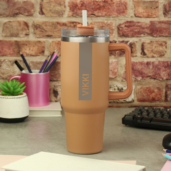 Buy Personalised 40oz Brown Travel Cup available now at www.giftsfinder.co.uk