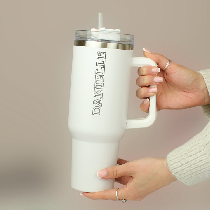 Buy Personalised 40oz White Travel Cup available now at www.giftsfinder.co.uk