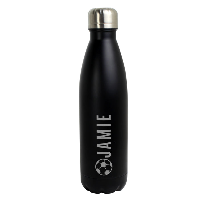 Buy Personalised Football Black Metal Insulated Drinks Bottle available now at www.giftsfinder.co.uk