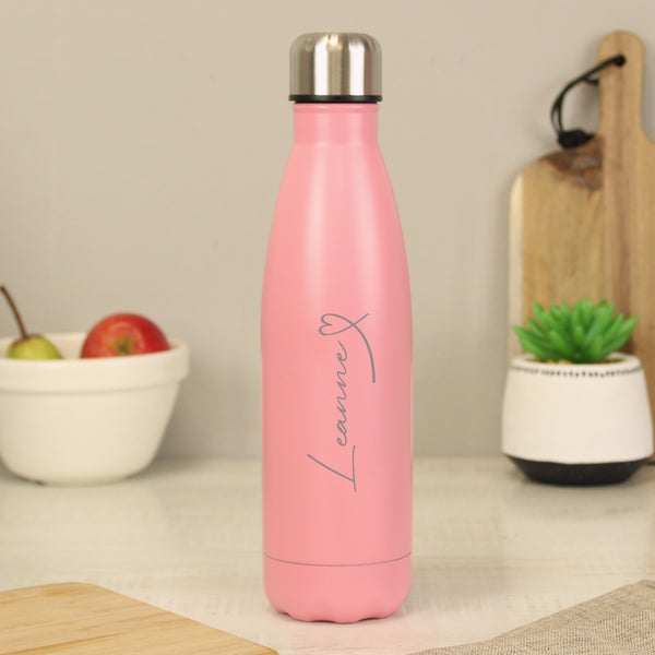 Buy Personalised Heart Pink Metal Insulated Drinks Bottle available now at www.giftsfinder.co.uk