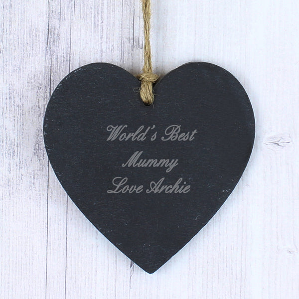 Personalised Script Engraved Slate Heart Decoration in gift category Personalised Heart Decorations