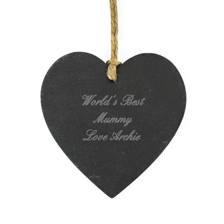 Personalised Script Engraved Slate Heart Decoration - part of the Gifts Finder Personalised Heart Decorations collection