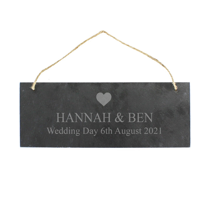 Personalised Heart Motif Hanging Slate Plaque - part of the Personalised House Signs & Plaques collection