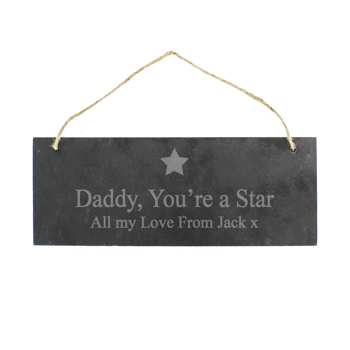 Personalised Star Motif Hanging Slate Plaque - part of the Gifts Finder Personalised House Signs & Plaques collection