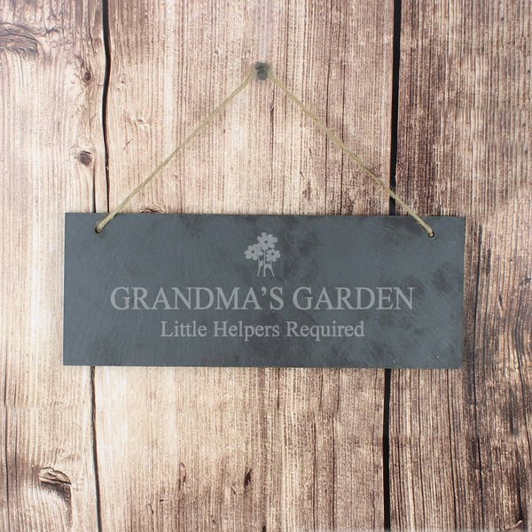 Personalised Flower Motif Hanging Slate Plaque - part of the Personalised House Signs & Plaques collection