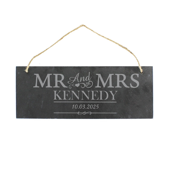 Buy Personalised Mr & Mrs Hanging Slate Plaque available now at www.giftsfinder.co.uk