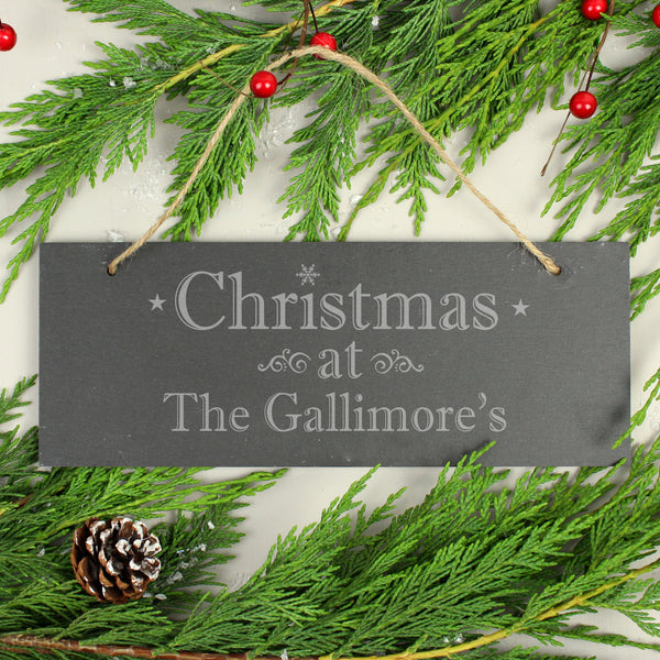 Buy Personalised Christmas Hanging Slate Plaque available now at www.giftsfinder.co.uk