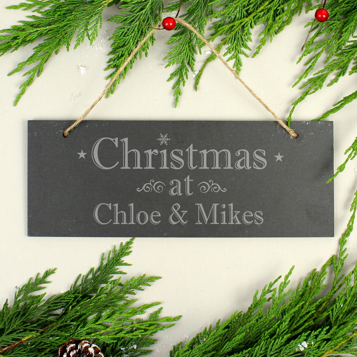 Personalised Christmas Hanging Slate Plaque - part of the Gifts Finder Personalised Christmas Gifts collection