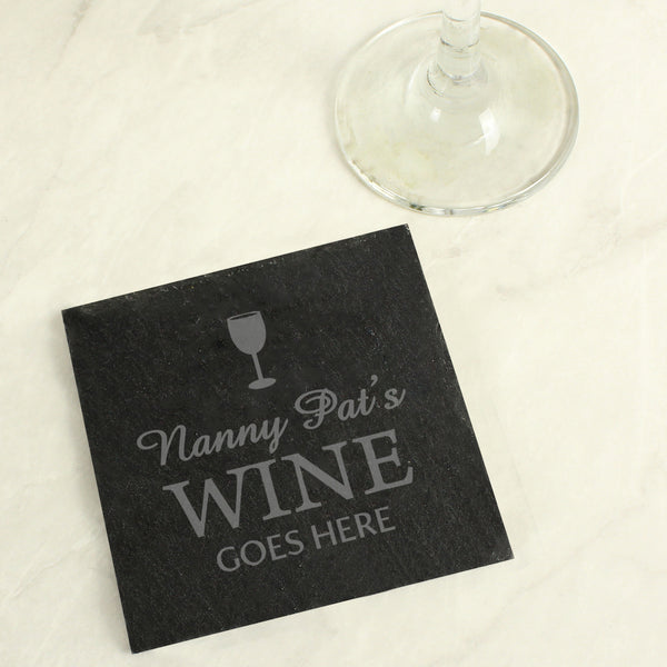 Personalised Wine Goes Here... Single Slate Coaster in gift category Personalised Coasters