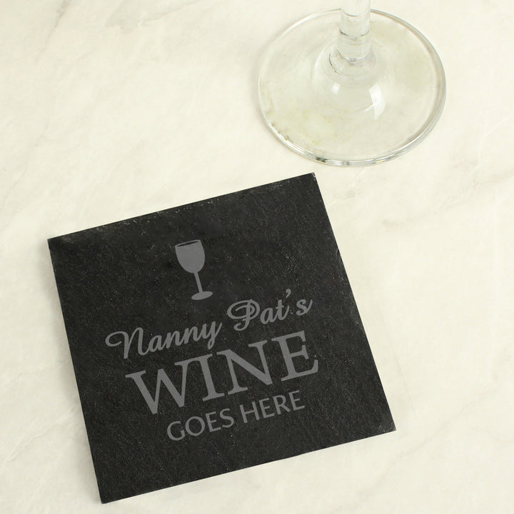 Personalised Wine Goes Here... Single Slate Coaster - part of the Gifts Finder Personalised Coasters collection