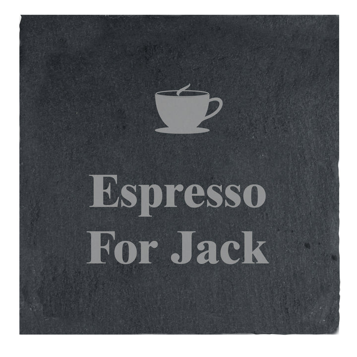 Buy Personalised Hot Drink Motif Single Slate Coaster available now at www.giftsfinder.co.uk