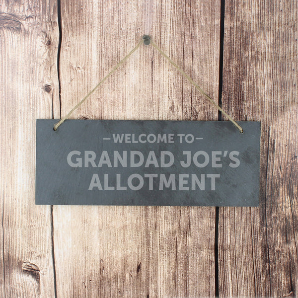 Personalised Welcome To... Hanging Slate Plaque in gift category Personalised House Signs & Plaques