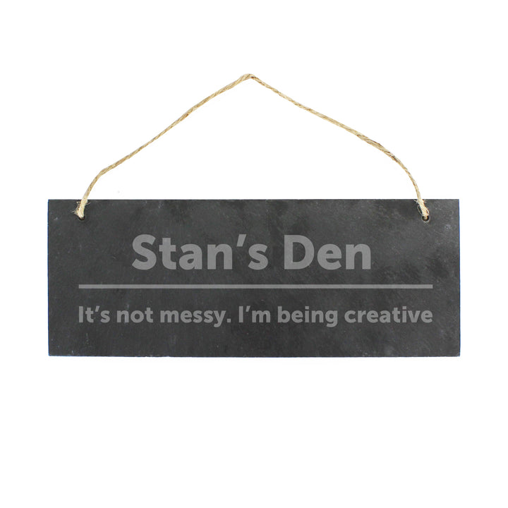 Buy Personalised Bold Design Hanging Slate Plaque available now at www.giftsfinder.co.uk