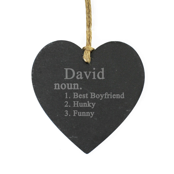 Personalised Word Definition Slate Heart Decoration - part of the Gifts Finder Personalised Heart Decorations collection