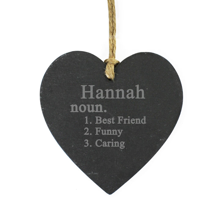 Personalised Word Definition Slate Heart Decoration - part of the Gifts Finder Personalised Heart Decorations collection