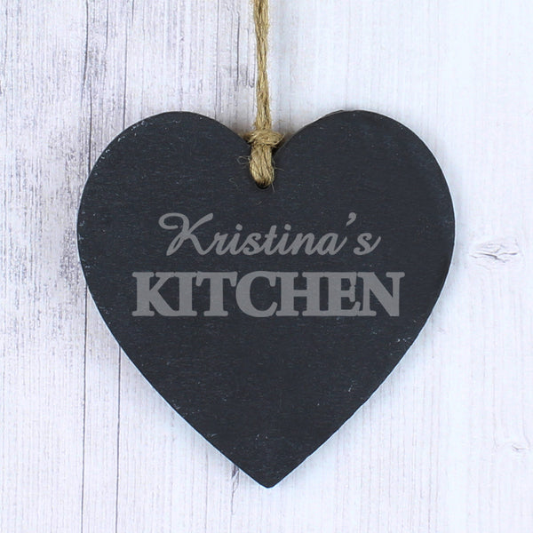 Buy Personalised Kitchen Slate Heart Decoration available now at www.giftsfinder.co.uk