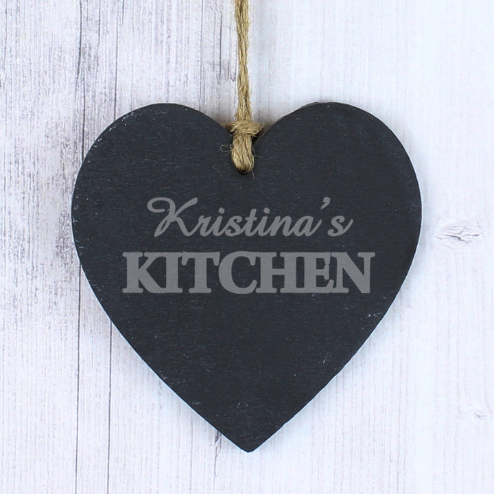 Personalised Kitchen Slate Heart Decoration - part of the Gifts Finder Personalised Heart Decorations collection