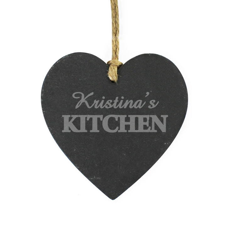 Personalised Kitchen Slate Heart Decoration - part of the Gifts Finder Personalised Heart Decorations collection