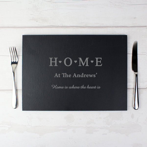 Buy Personalised HOME Slate Rectangle Placemat available now at www.giftsfinder.co.uk