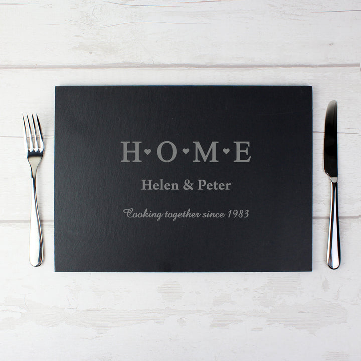 Buy Personalised HOME Slate Rectangle Placemat available now at www.giftsfinder.co.uk