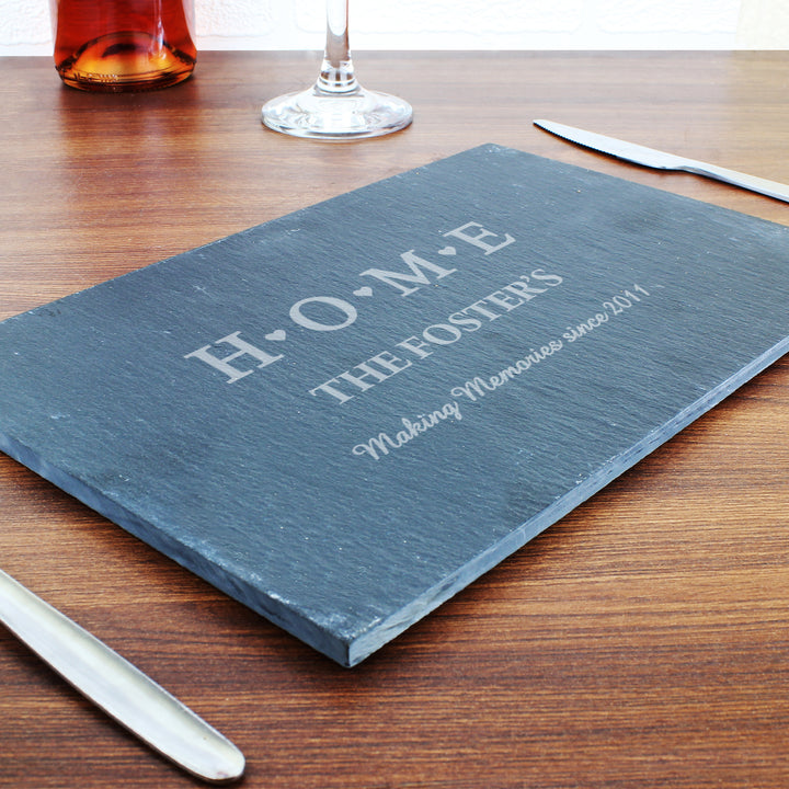 Buy Personalised HOME Slate Rectangle Placemat available now at www.giftsfinder.co.uk