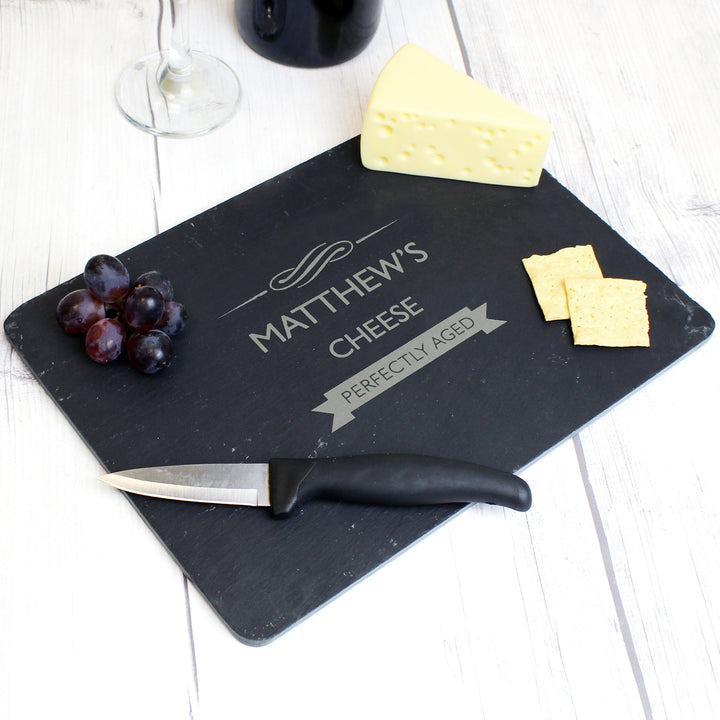 Buy Personalised Perfectly Aged Slate Cheese Board at www.giftsfinder.co.uk