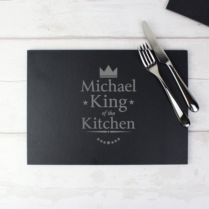 Buy Personalised King of the Kitchen Slate Placemat available now at www.giftsfinder.co.uk