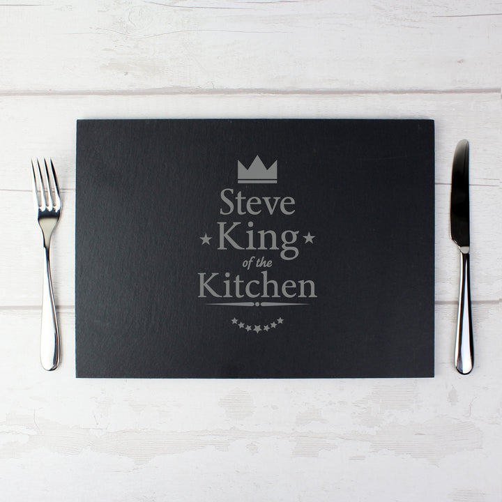 Buy Personalised King of the Kitchen Slate Placemat available now at www.giftsfinder.co.uk