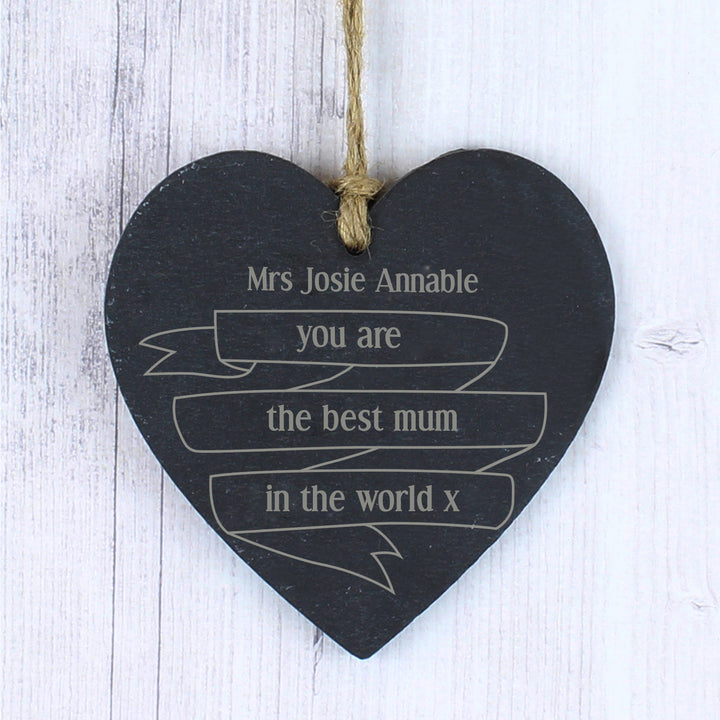 Buy Personalised Garden Bloom Slate Heart Decoration available now at www.giftsfinder.co.uk