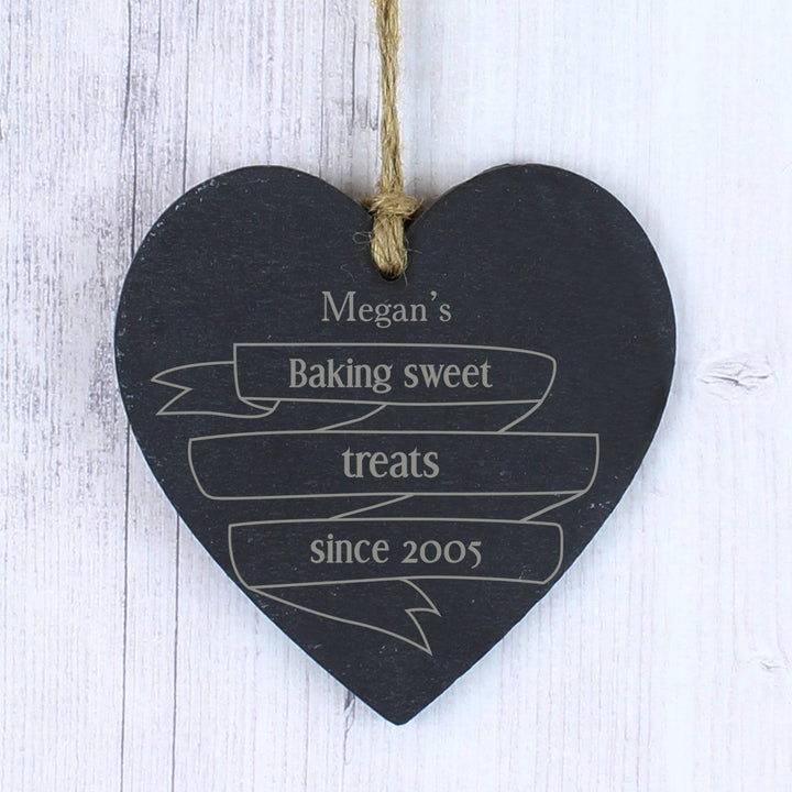 Buy Personalised Garden Bloom Slate Heart Decoration available now at www.giftsfinder.co.uk