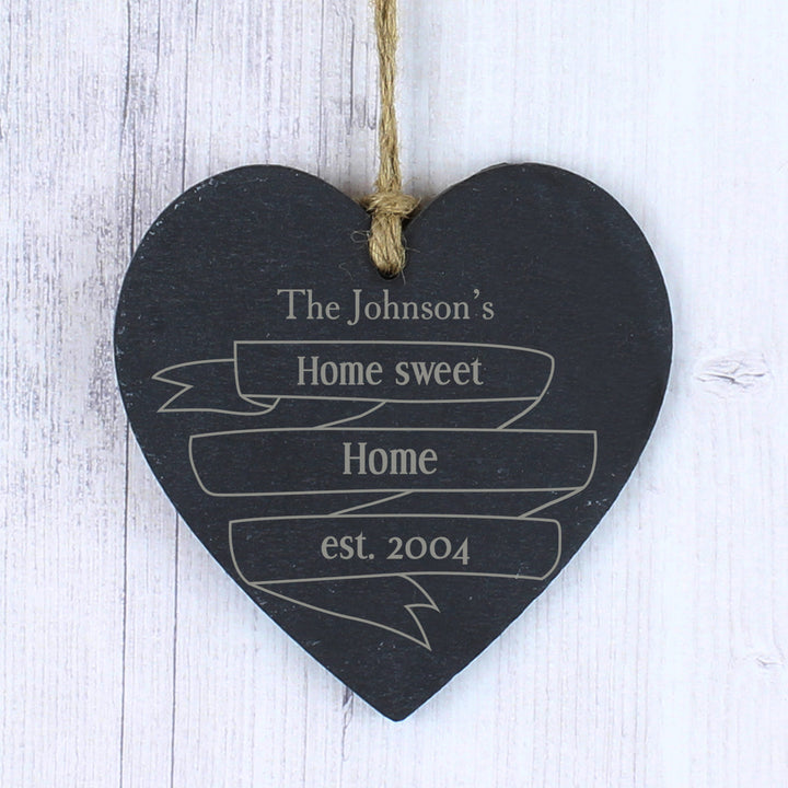 Buy Personalised Garden Bloom Slate Heart Decoration available now at www.giftsfinder.co.uk