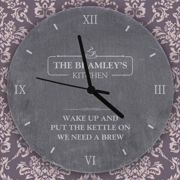 Buy Personalised Kitchen Slate Clock available now at www.giftsfinder.co.uk