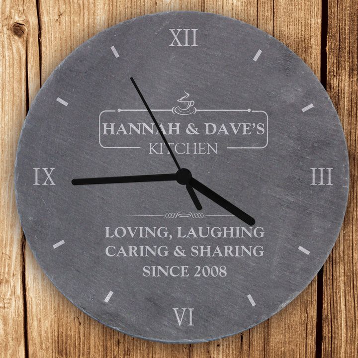 Personalised Kitchen Slate Clock - part of the Gifts Finder Personalised Clocks collection