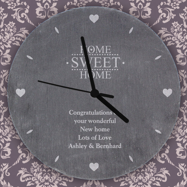 Personalised Home Sweet Home Slate Clock - part of the Gifts Finder Personalised Clocks collection