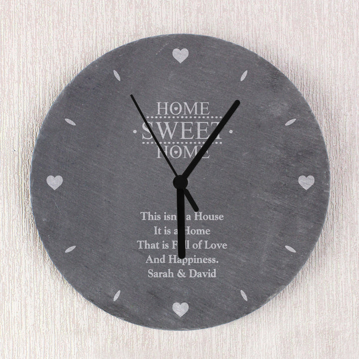 Personalised Home Sweet Home Slate Clock - part of the Gifts Finder Personalised Clocks collection