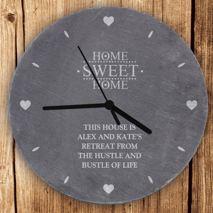 Personalised Home Sweet Home Slate Clock - part of the Gifts Finder Personalised Clocks collection